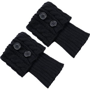 4 paar winter dames thermische laarzen mouwen - enkellaars sok warmers - gehaakte gebreide laarzen manchetten beenwarmers - korte draaiknoop voetwarmers - voor vrouwen en meisjes - Zwart+rood+Khaki+lichtgrijs - 16*12cm