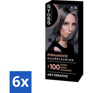 6 x SYOSS - Coloration 4-15 Dusty Chrome - Haarverf - Grijsdekking - Vermindert Haarbreuk - Permanente Haarkleuring - Haarkleur - Blond - Grijsdekking - Keratine