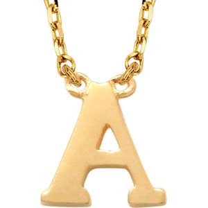 New Bling 9NBG-900A Gouden Ketting met Letter A - 6mm - Ankerschakel - 38+2,5+2,5cm - Initiaal sieraad - 14 Karaat - Goud