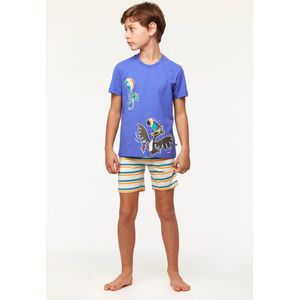 Woody pyjama jongens/heren - blauw - toekan - 231-1-PSU-S/829 - maat 176