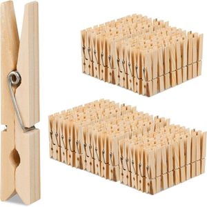 Wasknijpers set van 240 - houten kleding ophangen en knutselen - HxBxD: 75 x 15 x 1 cm - bamboe knijpers natuur