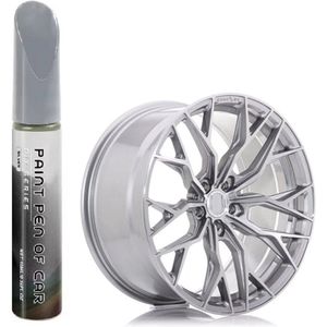 TLVX Zilver Metallic Velgen Schade Reparatie Lakstift / Velg Schade Pen met Kwastje / Velgschade Verf Silver Metallic / Lichtmetalen Velg Kras Herstel / Wielnaaf Reparatie Pen / Wieldoppen reparatie verf / Krassen verwijderen