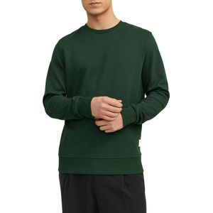 JACK & JONES Basic sweat crew neck regular fit - heren sweatshirt katoenmengsel met O-hals - groen - Maat: XS