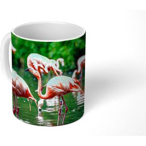 Mok - Koffiemok - Flamingo - Tropisch - Vogel - Water - Roze - Mokken - 350 ML - Beker - Koffiemokken - Theemok