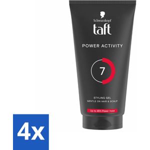 4 x Taft - Power Activity 7 - Styling Gel - Energieke styling - 150 ml - Haarstyling Gel - Taft Styling Gel - Sterke Hold - Sweatproof Gel - Sportieve Styling