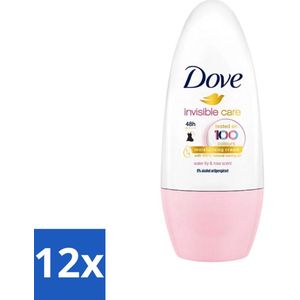 12 x Dove Invisible Touch - Floral Care - Deodorant Roll-on - Waterlelie & Roos - 50 ml - Deodorant - Antitranspirant - Dove - Invisible Touch - Waterlelie