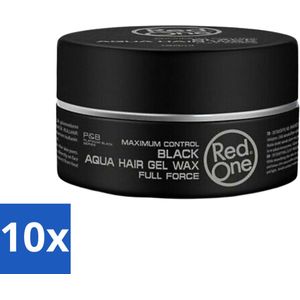 10 x Red One - Haarwax - Black - Aqua Hair Gel Wax - Voor Krachtige Fixatie & Glans - 150 ml - Zwarte Haarwax - Wateroplosbaar - Haarstyling - Haarmodeleren