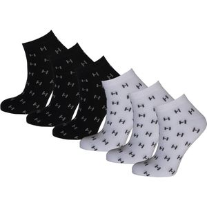 Hilla Collections - Bamboo Sneakersock - 40/46 - Zwart/Wit logo