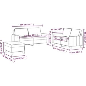 The Living Store Loungeset Bank - Wijnrood Fluweel - Stabiel Frame - Comfortabel Zitten - Compact Design