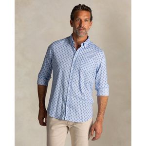 NZA - Blauw bedrukt katoenen overhemd met knoopsluiting