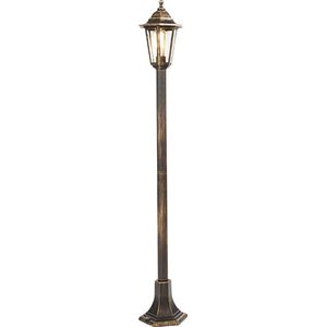 QAZQA new haven - Klassieke Staande Buitenlamp | Staande Lamp voor buiten - 1 lichts - H 1220 mm - Goud/messing - Buitenverlichting
