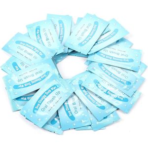 50pcs Finger Wipes - Oral Brush Ups - Disposable Deep Cleaning - Caller Breath Mint Flavor