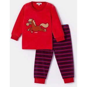 Woody pyjama baby jongens velours - rood - pony - 252-10-PLC-V/489 - maat 80