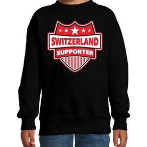 Switzerland supporter schild sweater zwart voor kinderen - Zwitzerland landen sweater / kleding - EK / WK / Olympische spelen outfit 110/116