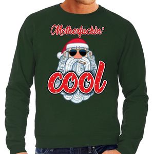 Grote maten foute Kersttrui / sweater - Stoere kerstman - motherfucking cool - groen voor heren - kerstkleding / kerst outfit XXXL