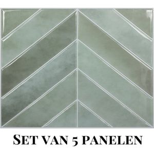 Wallways Wandpanelen - Plaktegels - Set van 5 Tegels - Tegelsticker - Zelfklevende Tegels - 30 x 30cm - Waterdicht - Krasbestendig - Hittebestendig - 3M Kleeflaag - 2MM dik - Rio Visgraat