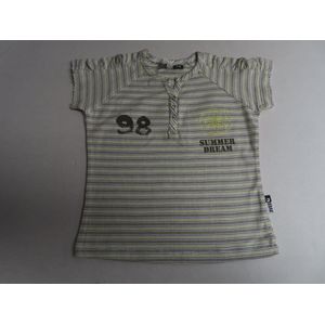 T shirt korte mouw - Meisjes - Gestreept - Wit, taupe en geel - 2 jaar 92