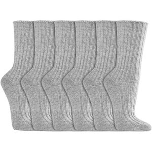 Wollen sokken | Biologisch | Plate naden | Kleur: Lichtgrijs | Maat: Diverse maten | 6 paar