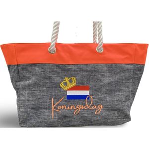 Koningsdag Geborduurde Schoudertas/Tas/Tasje/Shopper - King’s Day Embroidered Tote Bag - 44 x 33 x 16 cm - 23 liters