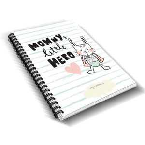 Heen en weer oppas crèche boekje “Mommy’s Little Hero” - kinderopvang - gastouder - baby - peuter - oppasboekje - opvangboekje - invulboek - ringband