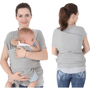 Baby Mama Draagdoek Grijs - Rekbaar - Biologisch Katoen - Ergonomisch - Draagzak - Tot 15KG