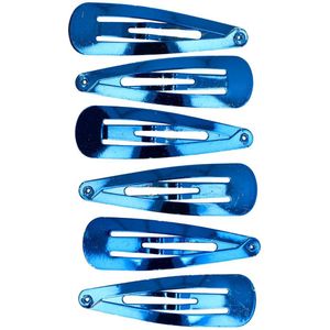 Haarsoires Haarspeld Klikklak 5 cm - Basic Metallic - Blauw - Set van 6 - Haarclip Speldjes - Makkelijk in Gebruik - Haaraccessoires voor Volwassenen & Kinderen - Hair Clip - Decoratieve Haaraccessoire