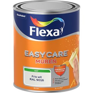 Flexa Easycare Muurverf - Mat - Mengkleur - Fris wit / RAL 9016 - 1 liter