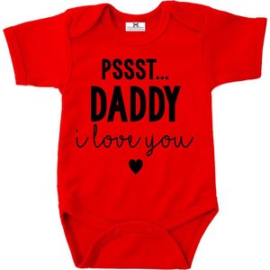 Baby rompertje valentijn pssst...daddy-rood-zwart-Maat 56