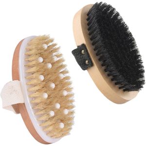 Lichaamsborstel droog - PPR Kralen + Zwarte Borstelharen - Zonder Plastic Vel - Voor Detox & Peeling - Voor Gezicht & Lichaam - Duurzaam Design - Zwart - One Size - 1 stuk