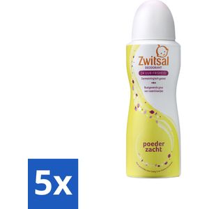 5 x Zwitsal - Deodorant - Poederzacht - Voor Volwassenen - 100 ml - Zwitsal Deodorant Spray Soft - Poederzacht - Deodorant Spray - Geur - Anti-zweet