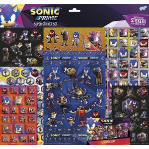 Sonic Prime stickers Totum XL super sticker set 7 stickervellen incl. luxe metallic en laser stickers 38 x 36 cm