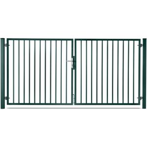 Gegalvaniseerd Stalen hek - Tuinpoort - Met spijlen - Doorgang 4m - Hoogte 1m75 - Groen