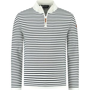 Travelin' Outdoor Jumper Nacka - Gestreepte Herentrui - Dun gebreid - Wit Navy - Maat XXL