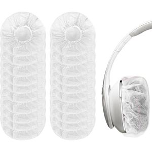 Elastische Hygienehoesjes hoofdtelefoon - 100 stuks - niet-geweven stof hoofdtelefoon covers - vervangende Hygienehoesjes hoofdtelefoon - elastisch stretch - universeel - cover hoes 11cm - voor thuis, sport en kantoor - Wit