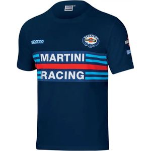 T-Shirt met Korte Mouwen Sparco MARTINI RACING Maat M Marineblauw