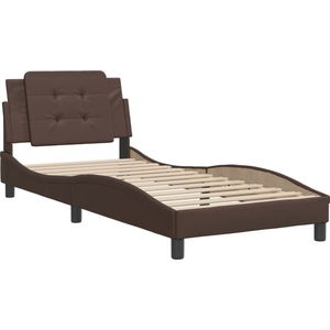 vidaXL - Bedframe - met - hoofdbord - kunstleer - bruin - 80x200 - cm