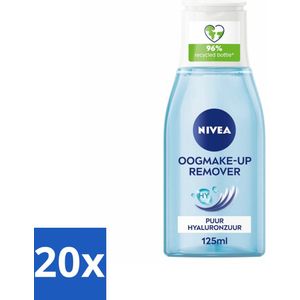 20 x NIVEA - Oogmake-up Verwijderaar - Reinigingslotion - Puur Hyaluronzuur - 125 ml - Oogmake-up Verwijderaar - Oogreiniging - Oogmake-up Verwijderen - Oogmake-up Reinigen - Oogmake-up Verwijderen Zonder Irritatie