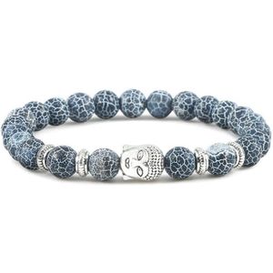 Memphis kralen armband Frosted Agaat Buddha