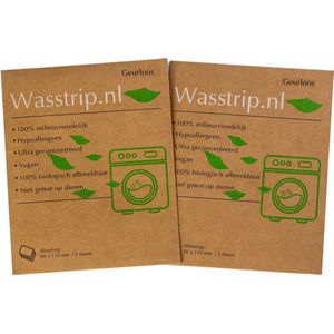 Wasstrips proefpakket (6 sheets/wasjes) - Geurloos - wasmiddel voor alle wasmachines - wasmiddeldoekjes voor alle kleuren was - voor koud en warm wassen - plastic vrij en CO2 neutraal