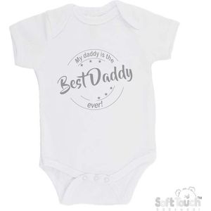 100% katoenen Romper ""My daddy is the best daddy ever!"" Vaderdag Unisex Katoen Wit/grijs Maat 68/74