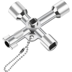 6-Way Square Key Set with Key Ring - Ideal for Electrical Cabinets Gas Water Meter - Indoor and Outdoor Applications - Silver - Yeomju .