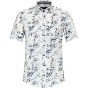 CASA MODA - Multicolor Fantasie - Overhemd - Blauw Dessin - Korte Mouw - Strijkvriendelijk
