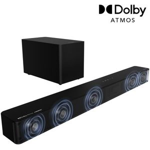 ULTIMEA Poseidon M60 Boom - 5.1-kanaals Dolby Atmos-soundbar, 340W surround sound met bekabelde subwoofer, VoiceMX™ en Bluetooth 5.4