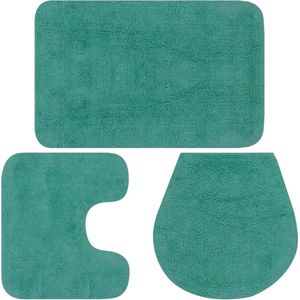 VidaXL-Badmattenset-stof-turquoise-3-delig