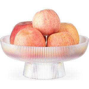 Navaris glazen fruitschaal op voet - 26 cm diameter - Modern design - Voor fruit, dessert, koekjes en meer