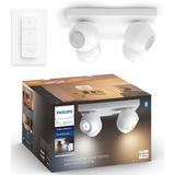 Philips Hue Buckram Opbouwspot - White Ambiance - GU10 - Wit - 4 x 5,5W - Bluetooth - Incl. Dimmer Switch