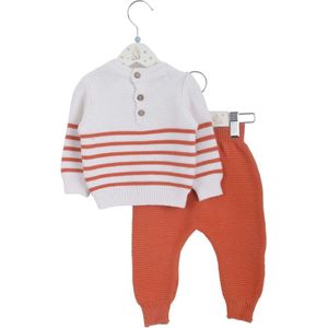 Minora Newborn Baby Kleding Set - Jongens en Meisjes - 2 Delig pakje - Winterbroek en trui-3/6 Maanden- Kraamcadeau - Babyshower-Newborn overalls winter- Orange