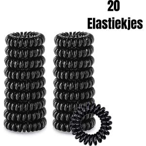 20 Haarelastiekjes - Zonder metaal - Anti beschadiging - Zwart