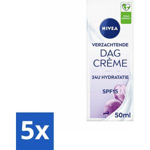 5 x NIVEA - Essentials Sensitive Dagcrème - Gezichtscrème - SPF 15 - Voor de gevoelige huid - 50 ml - Gevoelige Huid - Dagcrème - SPF 15 - Roodheid - Huidveroudering