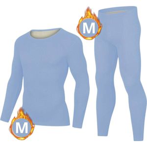 Bovista Thermokleding Set - Thermobroek - Thermoshirt - Thermo - Beenverwarmers - Voor Heren - Fleece - Broek + Shirt - Lichtblauw - Maat M